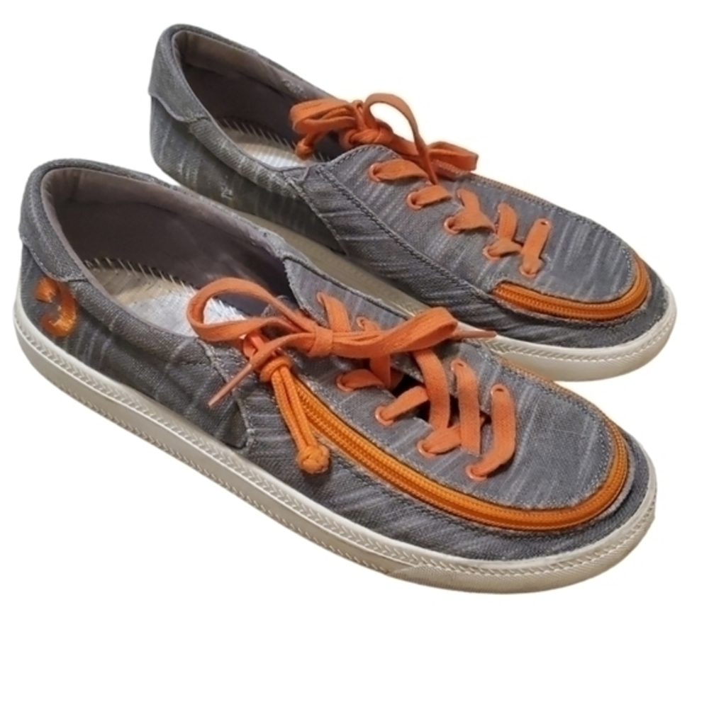 Billy Classic Gray Orange Lace Up Sneakers Zipper‎ Entry Kids 6/ W 8